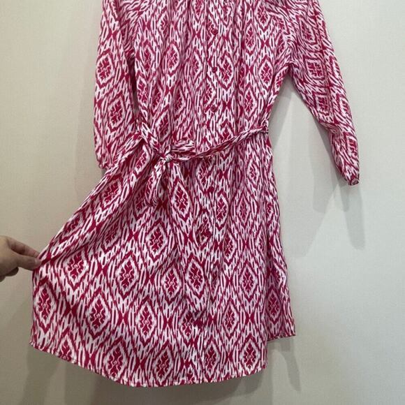 ANTHROPOLOGIE MAEVE MINI DRESS HOT PINK WHITE SZ M STRAP BELT SOPHISTICATED - Picture 10 of 16